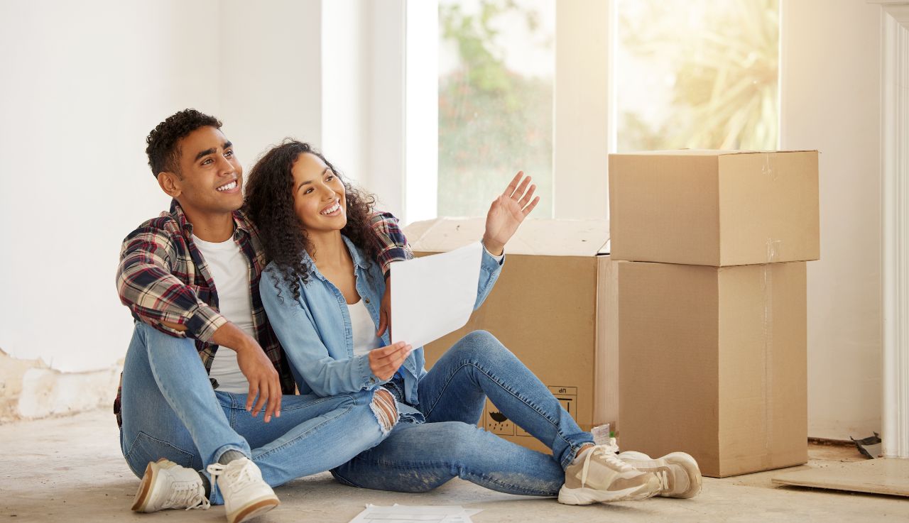 Couple Happy Because Of Property Acquisition Couple Happy Because Of Property Acquisition